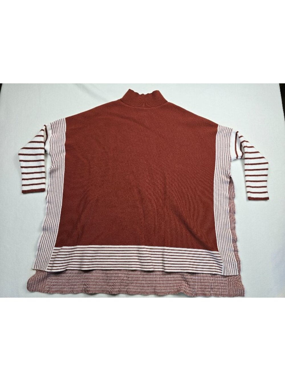 Chicwish Striped Ribbed Turtleneck Dolman Poncho Sweater Womens Knit One Size